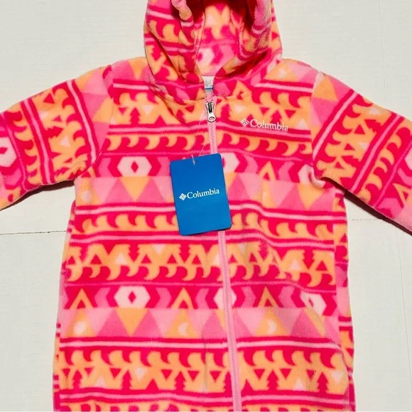 Columbia Pink Orange Fleece Onesie Toddler Size 18-24M - Picture 2 of 5